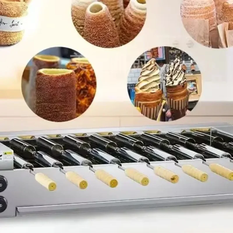 

Commercial 8-Roller Electric Chimney Bread Oven 220V Stainless Steel Oven Hungarian Dessert Ice Cream Cone Baking Machine