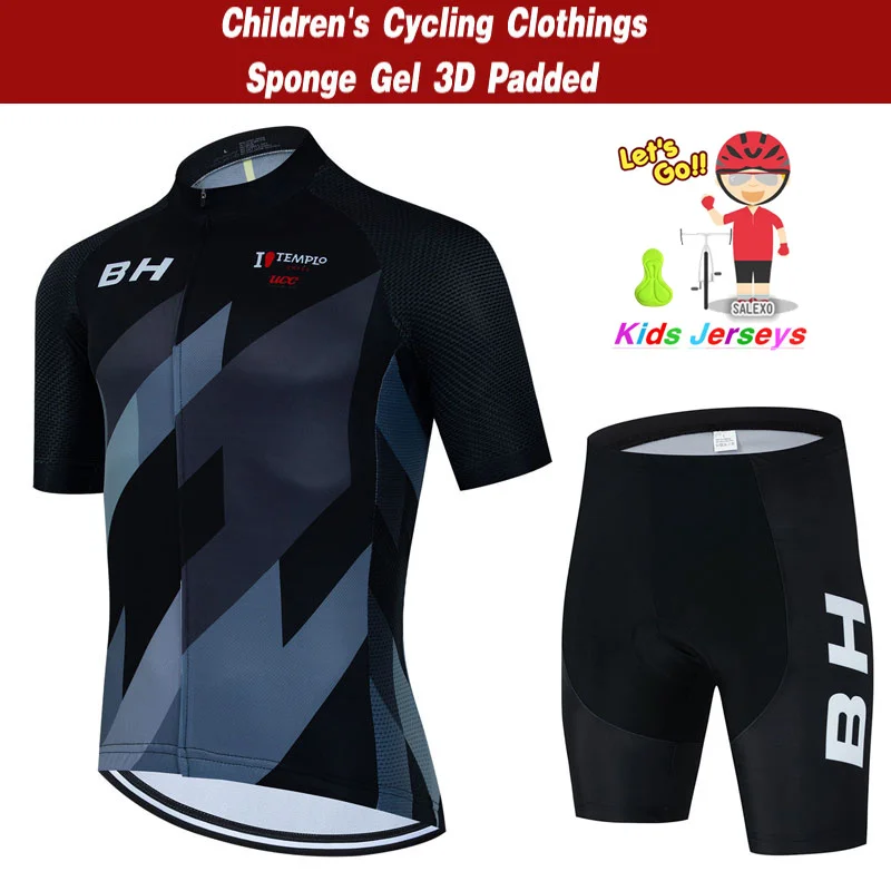 2024 Kids BH Cycling Clothing Summer Children Bicycle Wear Short Sleeve Jersey with Shorts Sets Boys Girls MTB Road Bike Suits