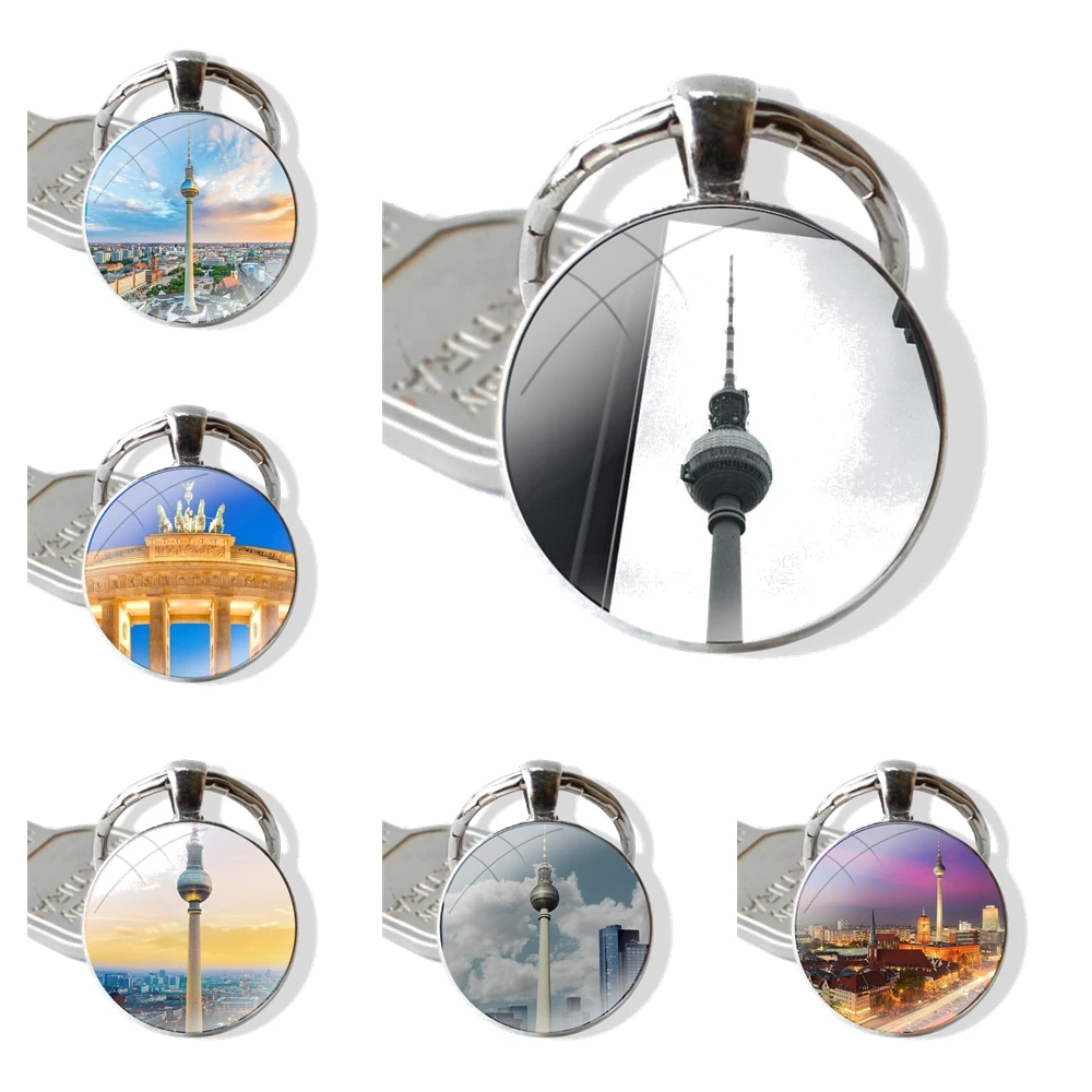 Keychain Handmade Glass Cabochon Key Ring Holder Pendant Key Chains Berlin Culture