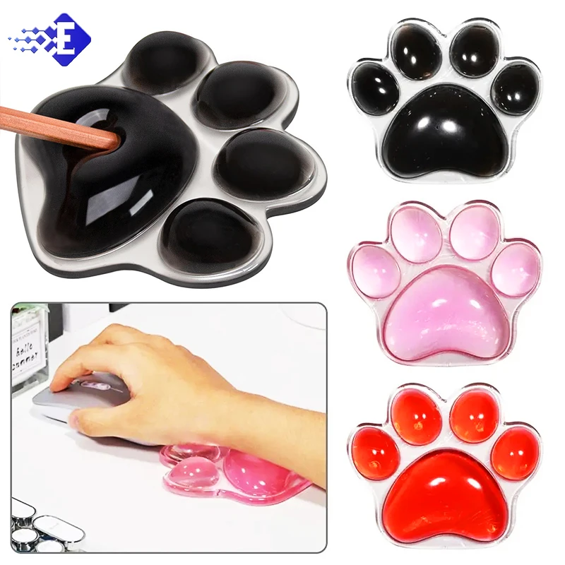 Cat Paw Cute Mouse Wrist Support Pad Computer Mouse Hand Wrist Rests Cartoon Pain Relief Non-Slip Base Home Office Silicon Pad