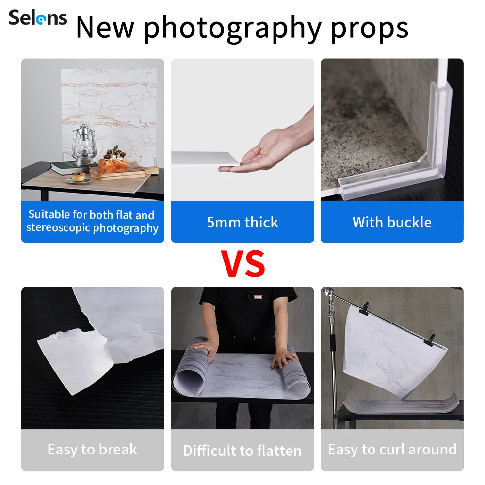 Selens 60x60 سنتيمتر التصوير خلفية لوحة خلفية صلبة صور استوديو خشبي الاسمنت الرخام ثلاثية الأبعاد الملمس التصوير خلفية