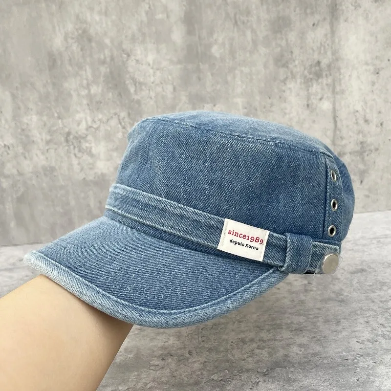 Women's Summer Washed Denim Wide Brim Octagonal Beret Slim Face Cap