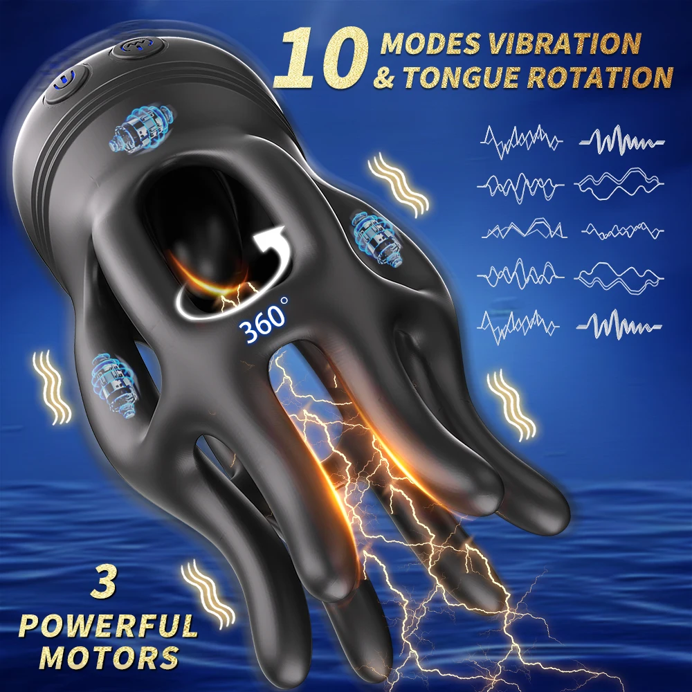 Glans Trainer Vibrator for Men Powerful Vibrating Penis 360° Rotation Tongue G… - Image 2
