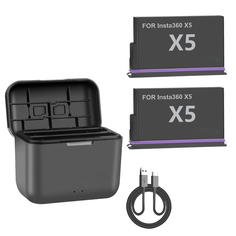 For Insta360 X5 Battery 2800mAh Battery & Fast Charger Hub Storage Box for Insta 360 X5 Battery Power Accessories