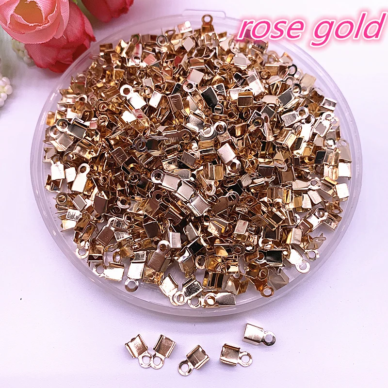 200pcs 4x8mm Leather Cord End Caps End Clasps Crimp Bead Silver/Gold/Dull Silver/Gunblack Plated Connectors for Jewelry Making