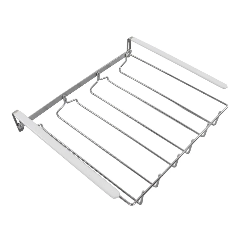 304 Stainless Steel Wine Glass Rack No-Drill Design 13.39×11.02×2.76in Stemware Storage Rack Wall Mount Goblet Storage Shelf