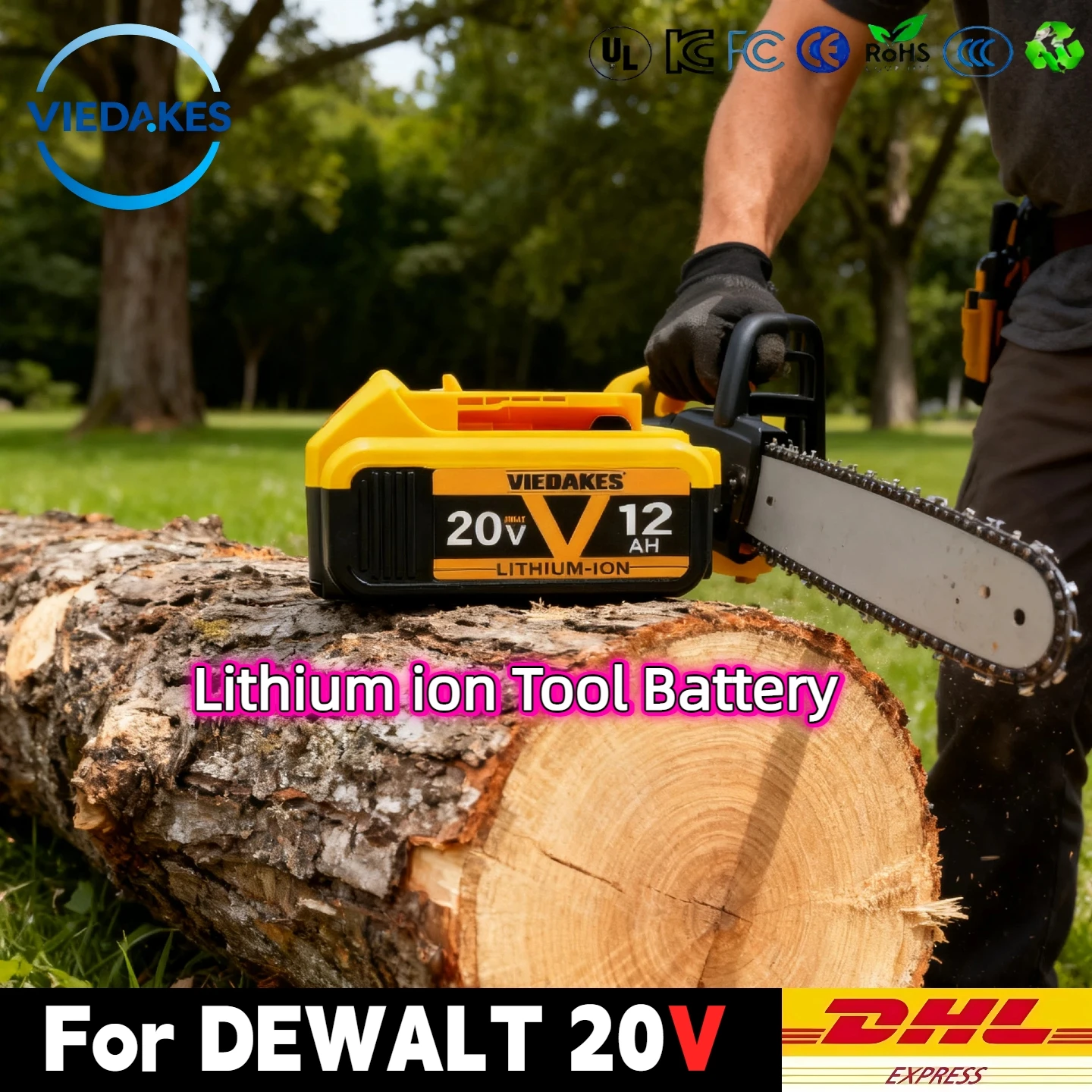 

20V 12.0Ah High-Density Battery - Replacement for Dewalt 20V battery DCB205 DCB207, Fits DCF895 DCS570 Tools
