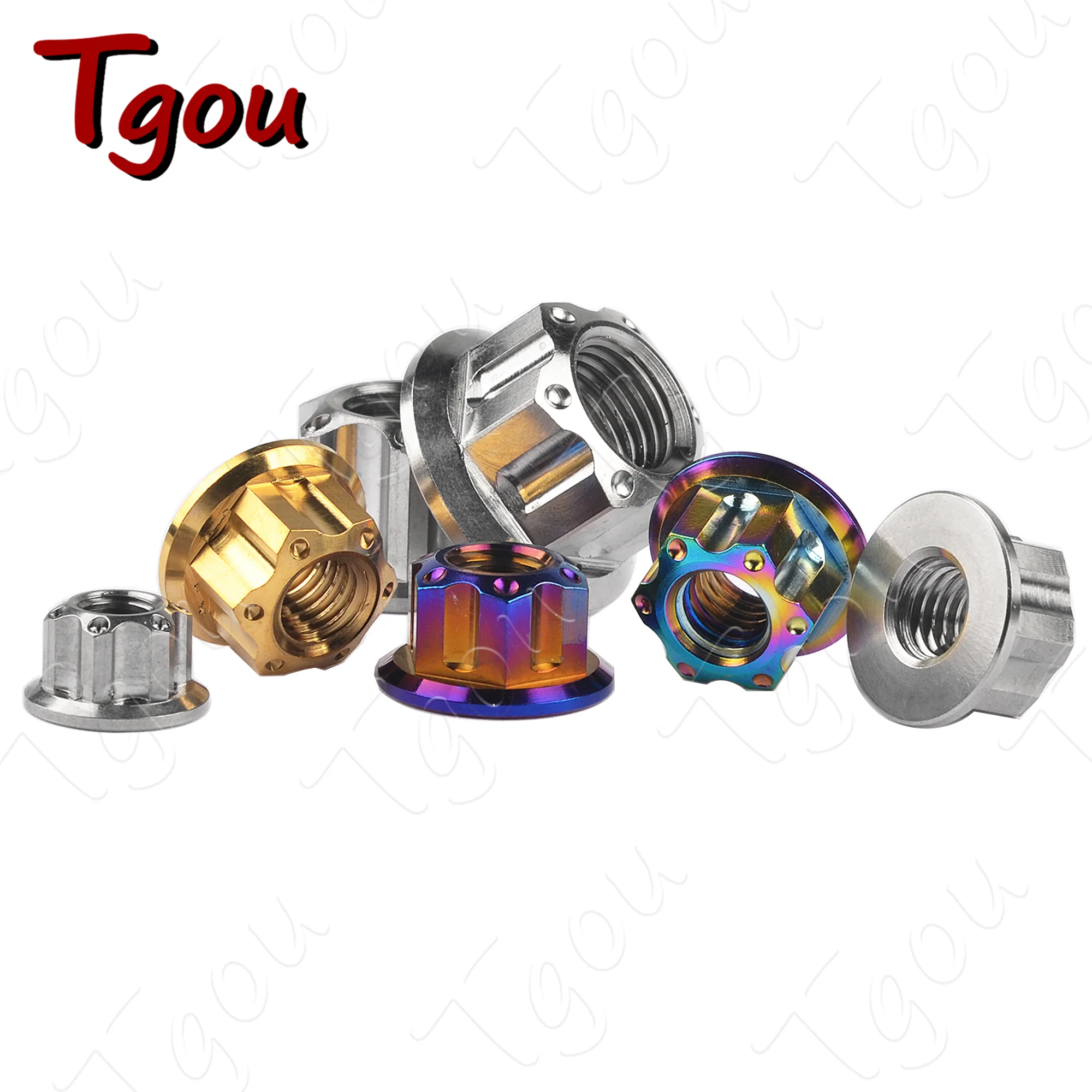 Tgou Titanium Nut M6/M8/M10/M12/M14/M16 Flange Nuts for Motorcycle Bicycle Car