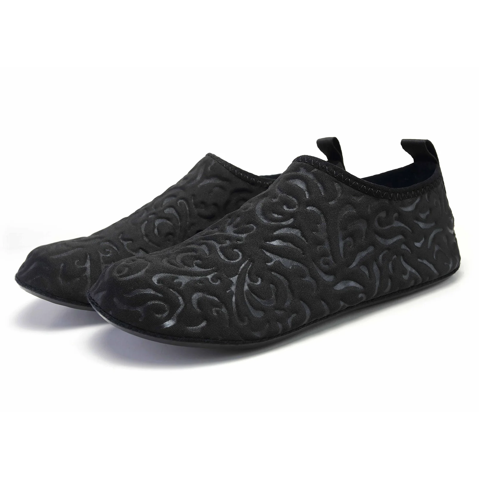 Quick-Dry Non-Slip Floral-Pattern Water Shoes Aqua Socks for Men & Women Black Color