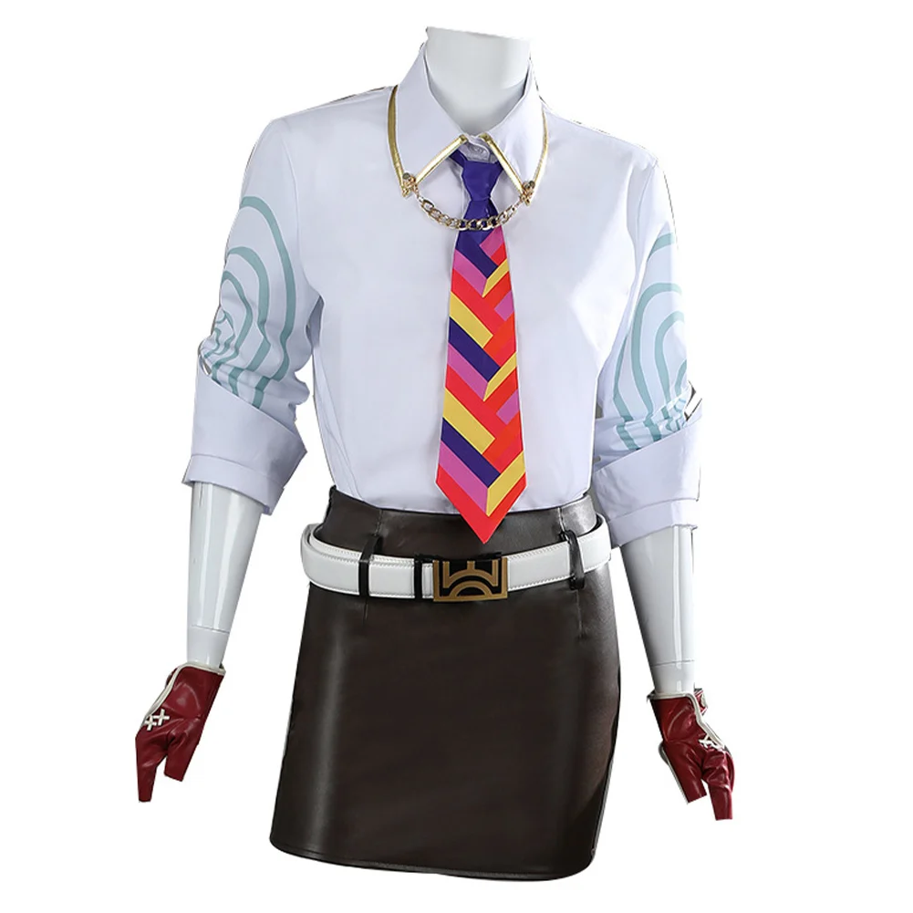 Adult Chamber Cosplay Vest Uniform Shirt Vest Skirts Tie Game Valorant Costume for Women Men Outfits Halloween Carnival Suit