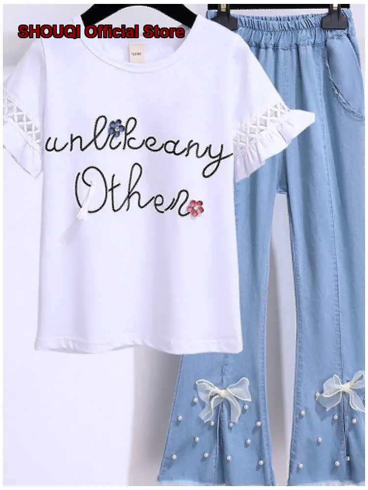 girls-silk-flared-two-piece-set-trendy-short-sleeve-t-shirt-summer-short-sleeves-kids