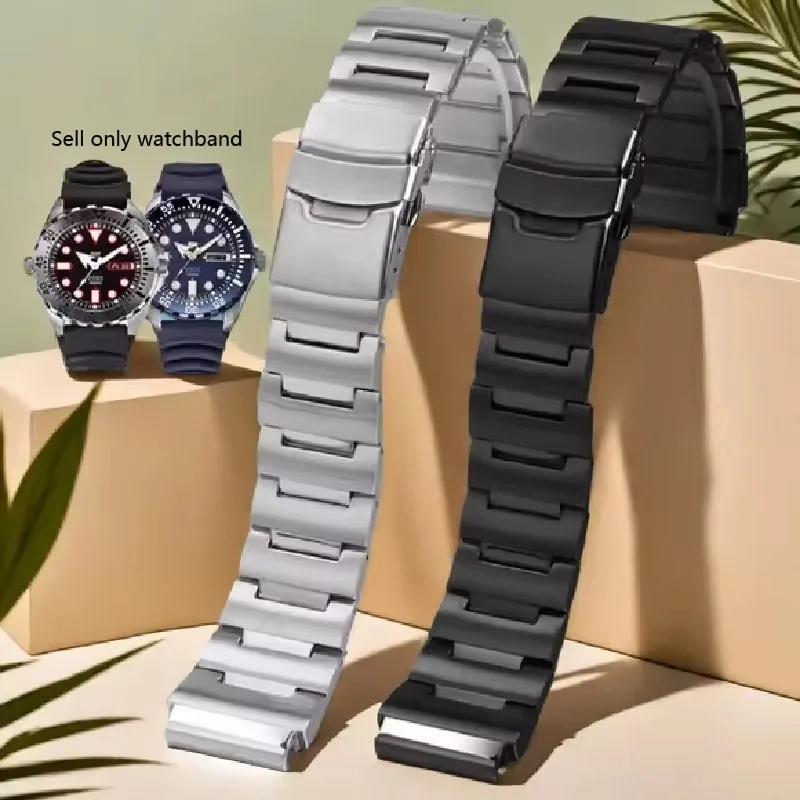 For Seiko No.5 metal Watchband Red Toothed Water Ghost Little Monster Srp307 313 Skx779 781 men Watch Strap Stainless Steel band