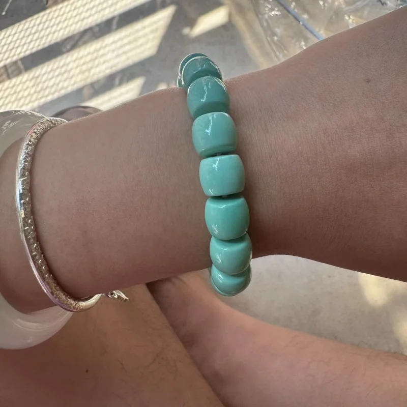 

Natural Magnesite High Porcelain Turquoise Old Type Bead 9x10mm Cultural Bracelet