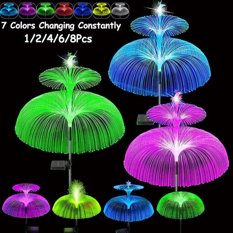 

1-8Pcs Solar Layer Jellyfish Lamp 7 Colors Solar Garden Lights Waterproof Outdoor Led Light Courtyard Pathway Landscape Decor