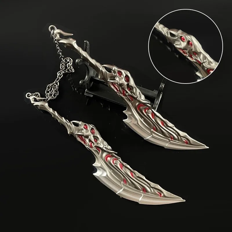 16,5 cm/6,5 zoll Valorant Spiel Modell Mit Anti-Verloren Kette Doppel Slash Schwert Katana Cosplay Prop Metall Handwerk geschenke Spielzeug für Jungen