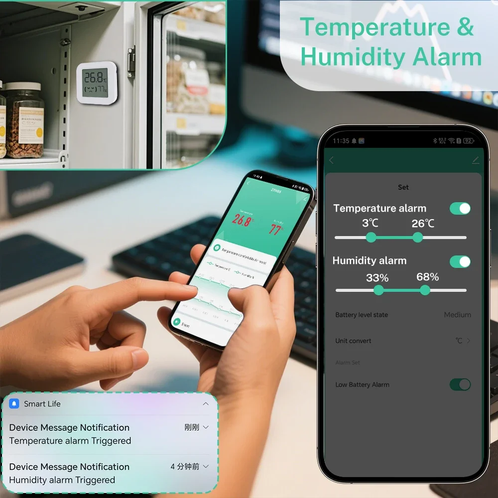 تويا زيجبي مستشعر درجة الحرارة والرطوبة مقياس حرارة صغير لأتمتة المنزل الذكي يعمل مع SmartLife Alexa