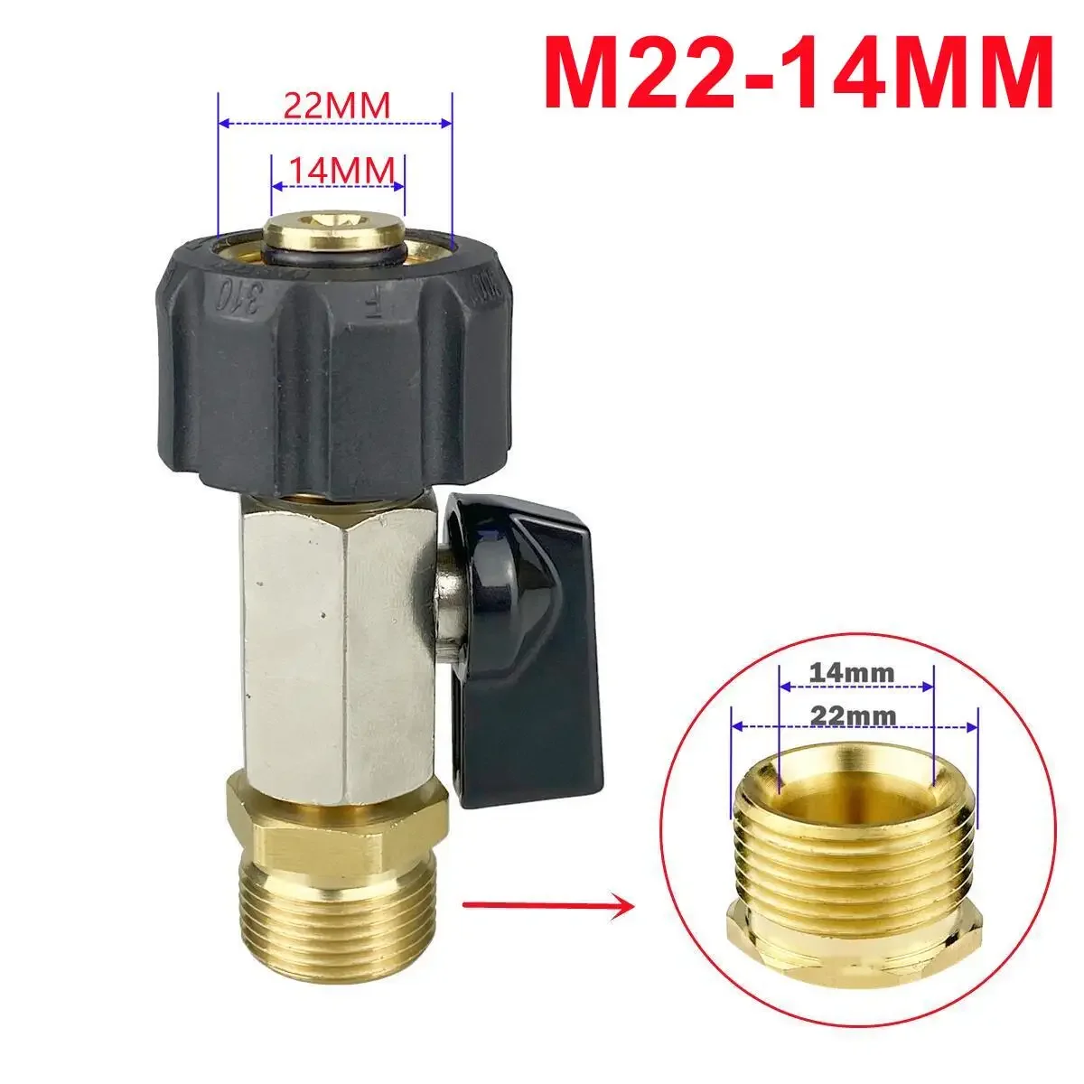 High Pressure Wash M22 Swivel Connnector With Ball Valve Switch On/off Function For Water Outlet Or Wash Gun