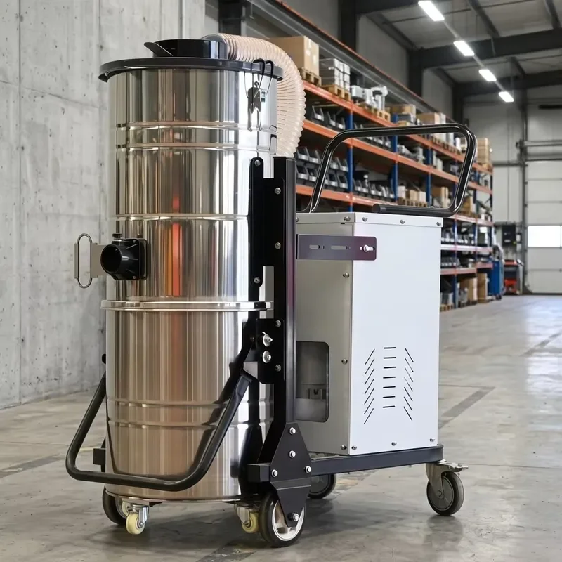 3kW Three Phase Industrial Vacuum Cleaner for Solids and Liquids with Filter Cleaning Rod