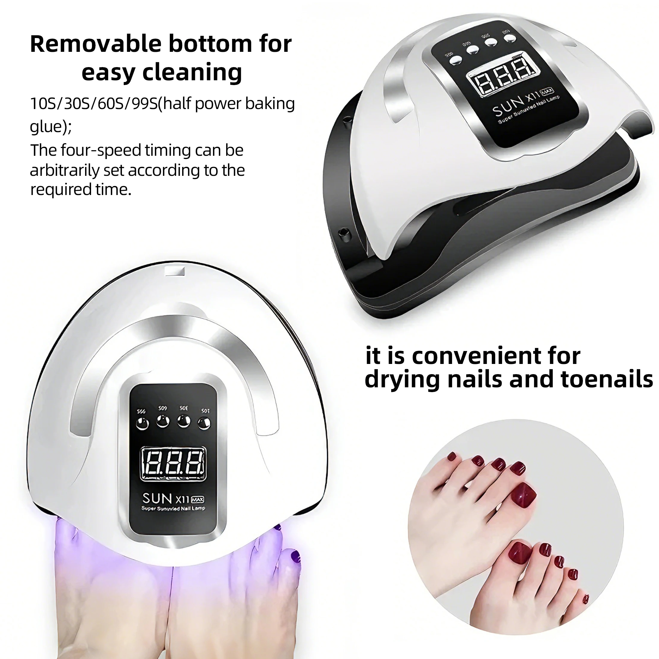 SUN X11 MAX Lampada professionale per asciugare le unghie per manicure Macchina per asciugare lo smalto gel per unghie da 280 W con sensore automatico Lampada per unghie UV LED