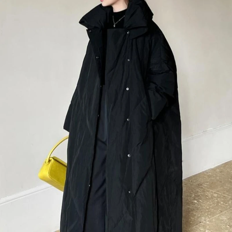 2025 Autumn and Winter Thick Coats Medium and Long Loose Over-the-knee Padded Cotton-padded Jacket Fashion