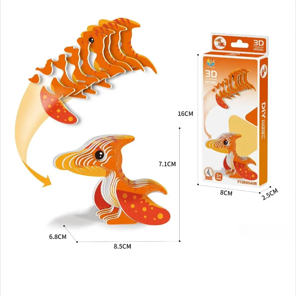 Diy artesanato 3d animal quebra-cabeça dinossauro série oceano crianças quebra-cabeça brinquedos educativos safari artesanato de papel