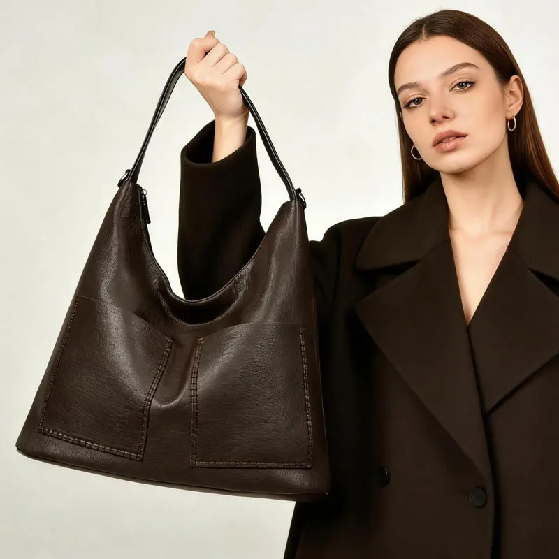 

Leisure Large-capacity Tote Bag 2026 High-end Soft Leather Bag for Underarm Use, Women's Business Bag, Single Shoulder Crossbody