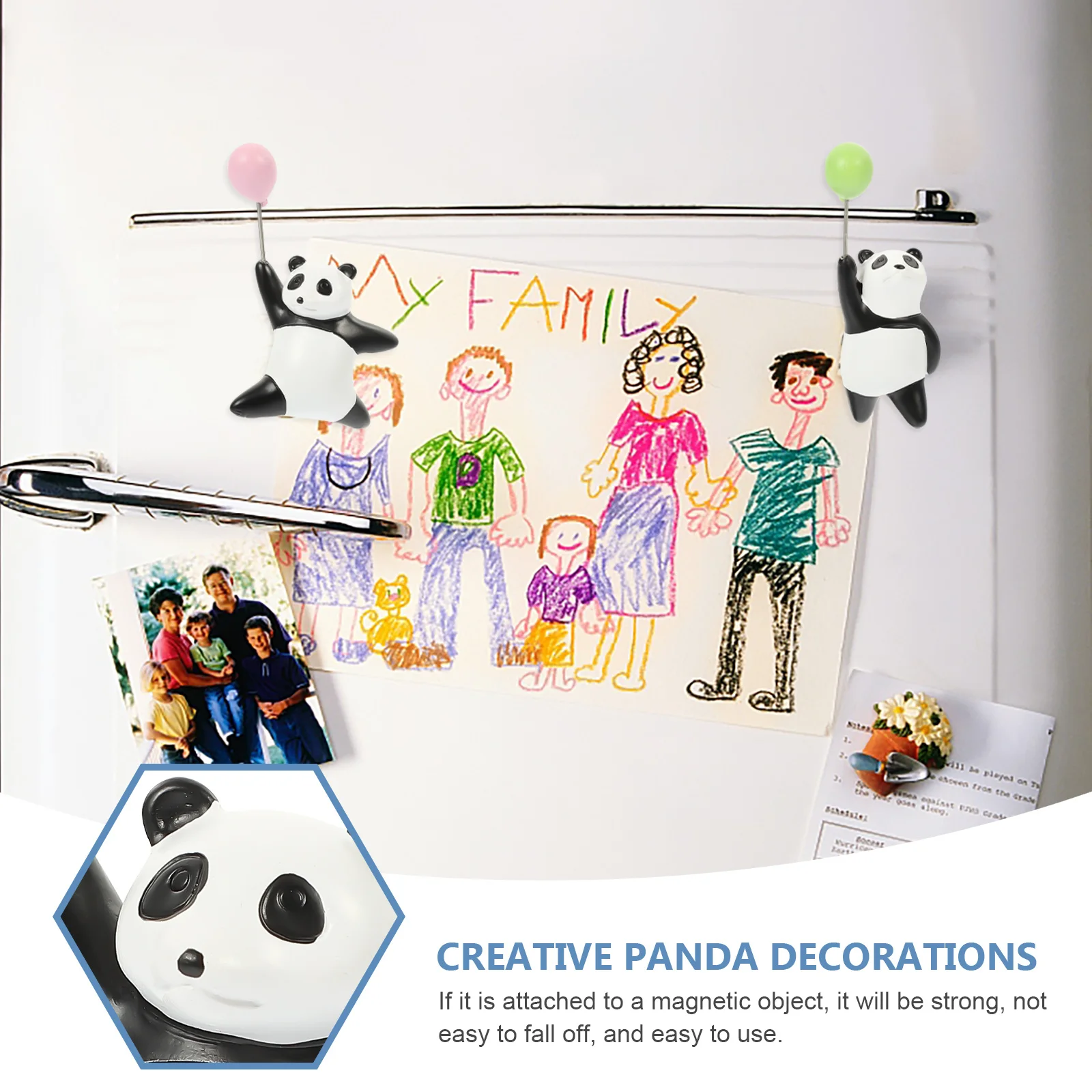 

2Pcs Balloon Panda Fridge Magnet Multifunctional Household Refrigerator Decor Adorable Fridge Accessory Decoration