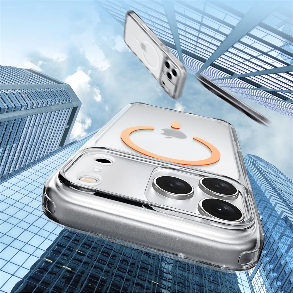حافظة مغناطيسية شفافة لهاتف آيفون 17 اير برو ماكس بلس لهاتف Magsafe شحن لاسلكي شفاف غطاء مقاوم للصدمات ملحقات الهاتف