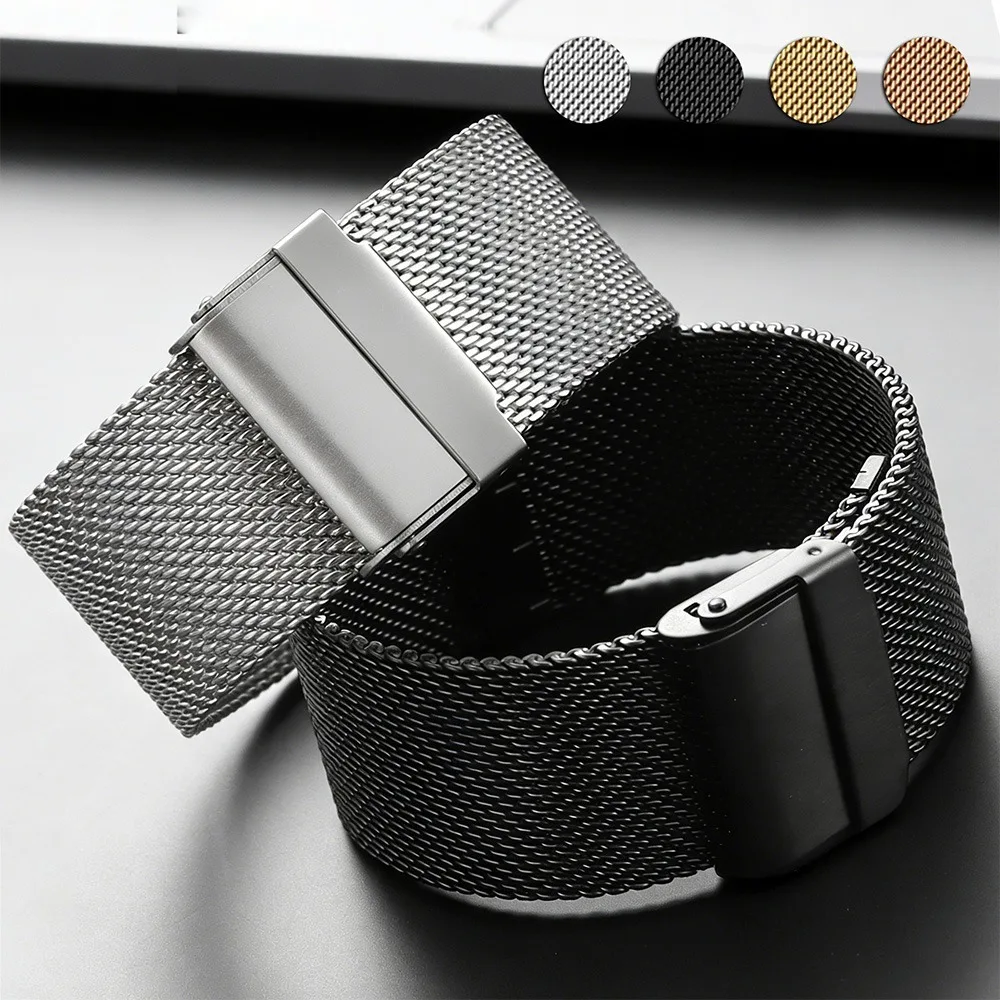 

Universal 0.6 Milanese Watch Band 10mm 12mm 14mm 16mm 17mm 18mm 19mm 20mm 21mm 22mm 24mm Quick Release Stainless Steel Strap