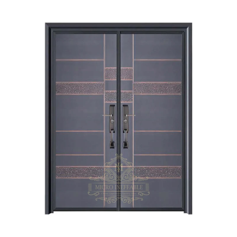 Puertas delanteras de acero de entrada de Metal Exterior de seguridad a prueba de balas de aluminio fundido de diseño de lujo de calidad Superior