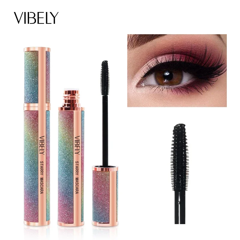 Starry Sky Rimel VIBELY 4D Silk Fiber Mascara Waterproof Extra Volume Extension Lengthens Curling EyeLash Mask Female Makeups