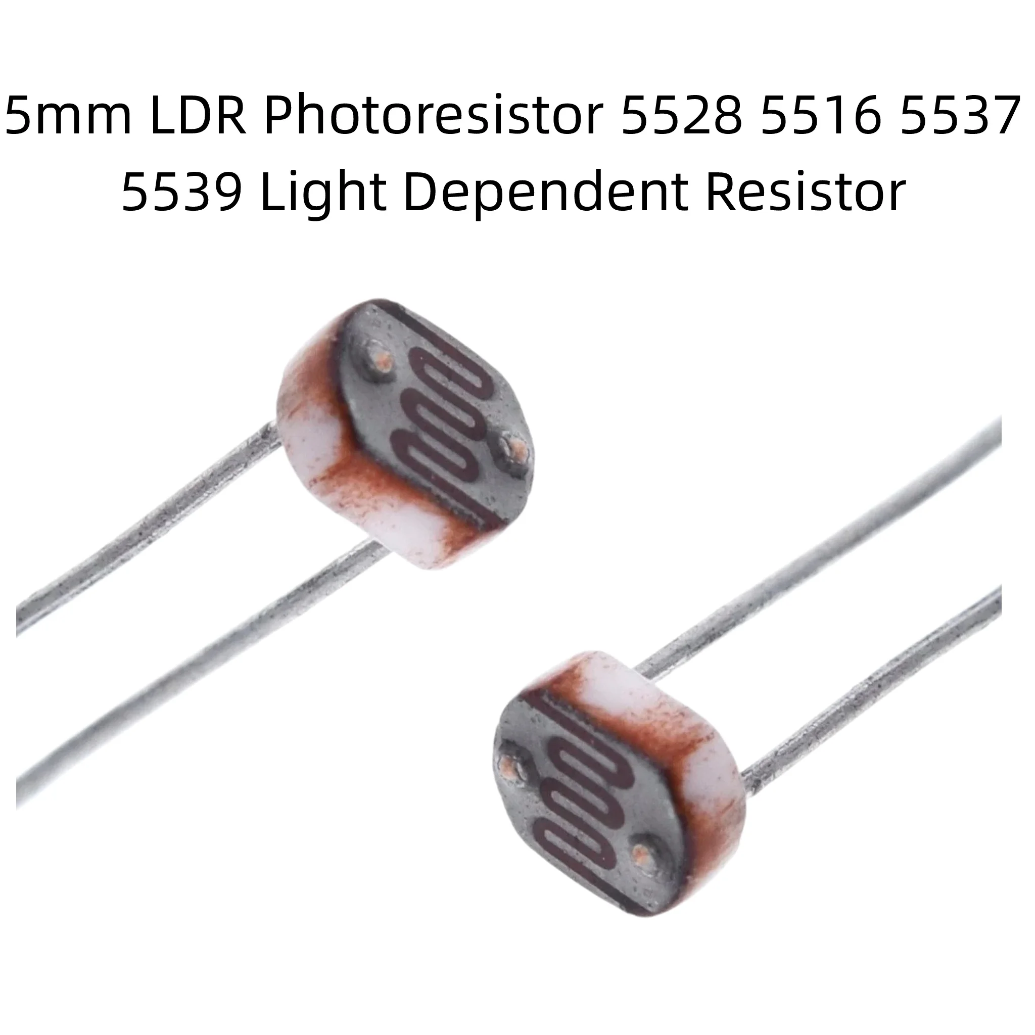 5mm LDR Photoresistor 5528 5516 5537 5539, Light Dependent Resistor Photoelectric Sensor for Light Detection Electronic DIY Circ