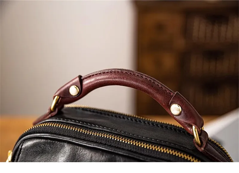 Modische, hochwertige Herren-Umhängetasche aus echtem Leder, lässige Designer-Luxus-Schultertasche aus echtem Rindsleder in Schwarz. – Detail 16