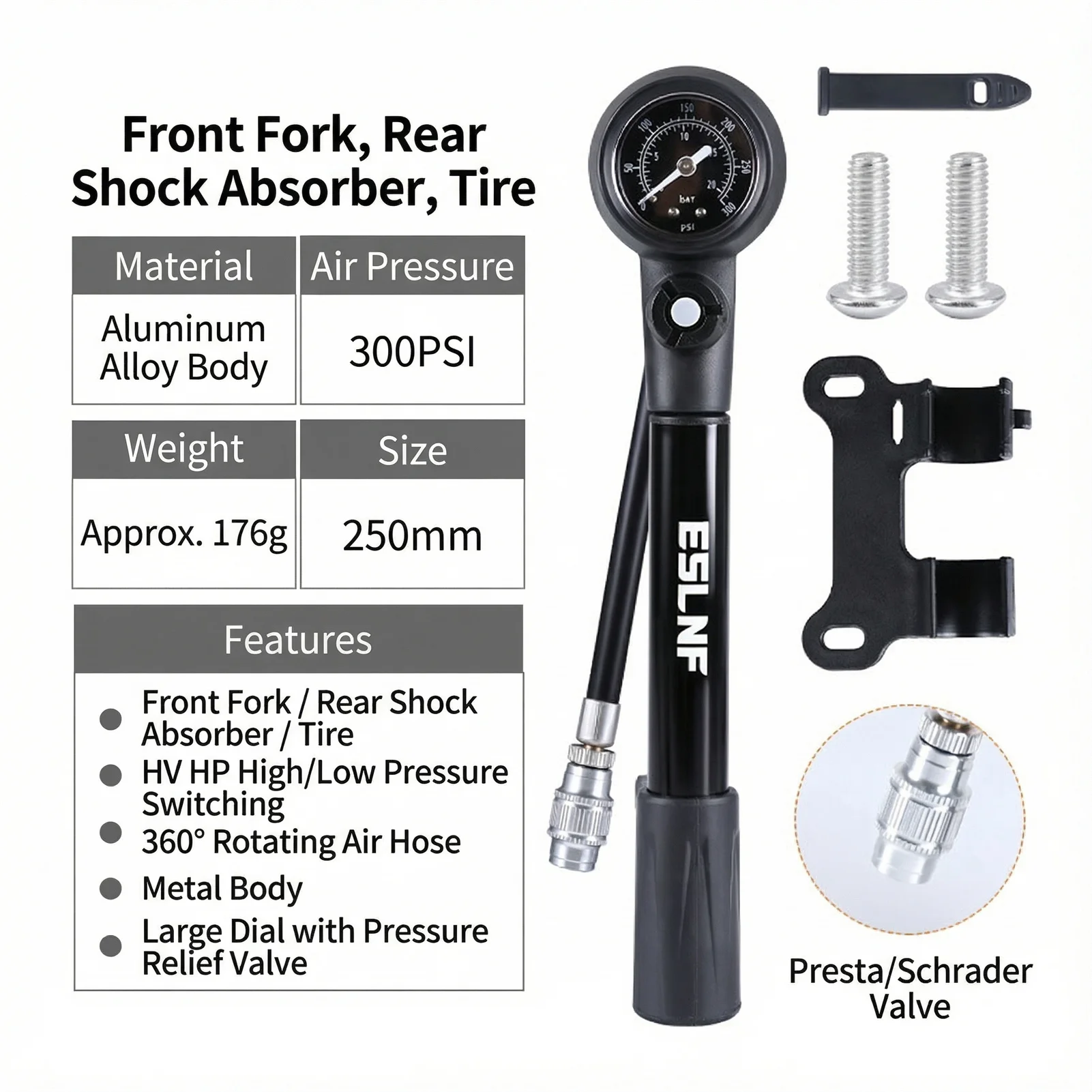 

Портативный велосипедный насос с визуальным индикатором для горных и шоссейных велосипедов, электровелосипедов, практичные аксессуары для велоспорта на открытом воздухе