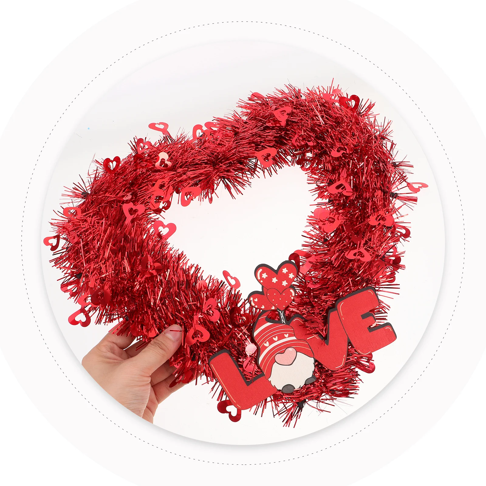 

Valentines Day Heart Shaped Door Wreath Tinsel Hanging Decor Wedding Party Decoration Romantic Wall Decor Front Door