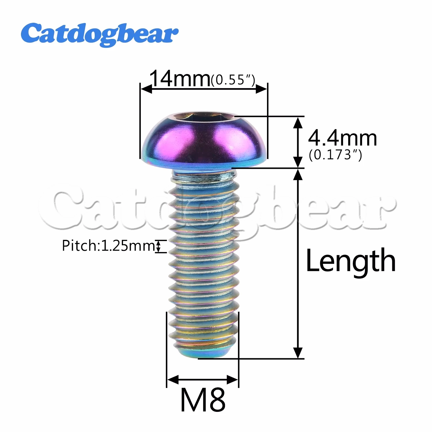 Catdogbear 4PCS Titanium Bolt M8x15 20 25 30 35mm Allen Key Head Screws for Motor Bike Disc