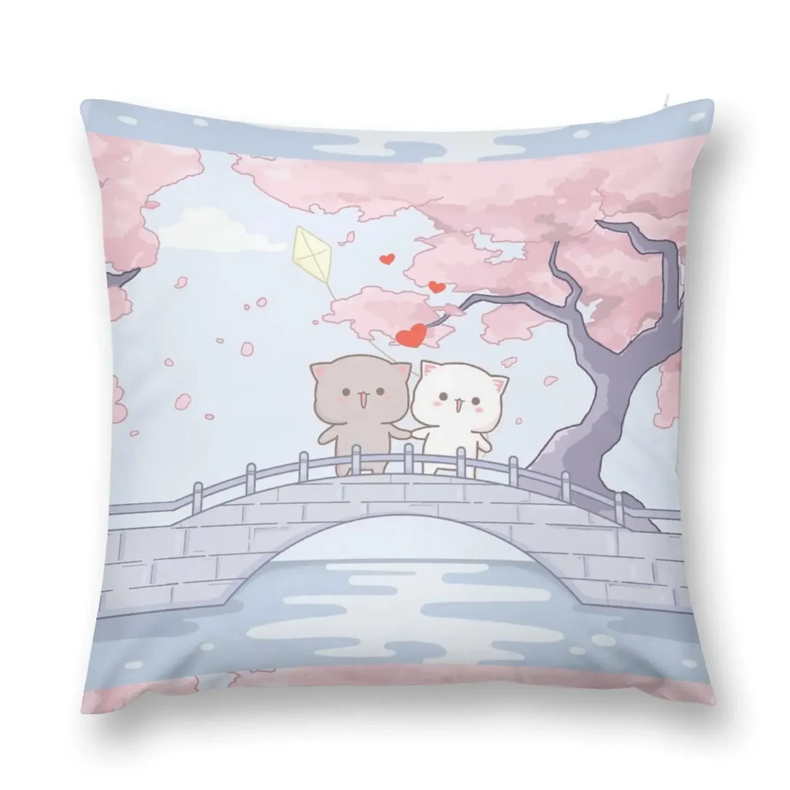 

Peach and Goma Cat Cherry Blossom Tree Throw Pillow Sofa Pillow Cover Christmas Pillow Cases