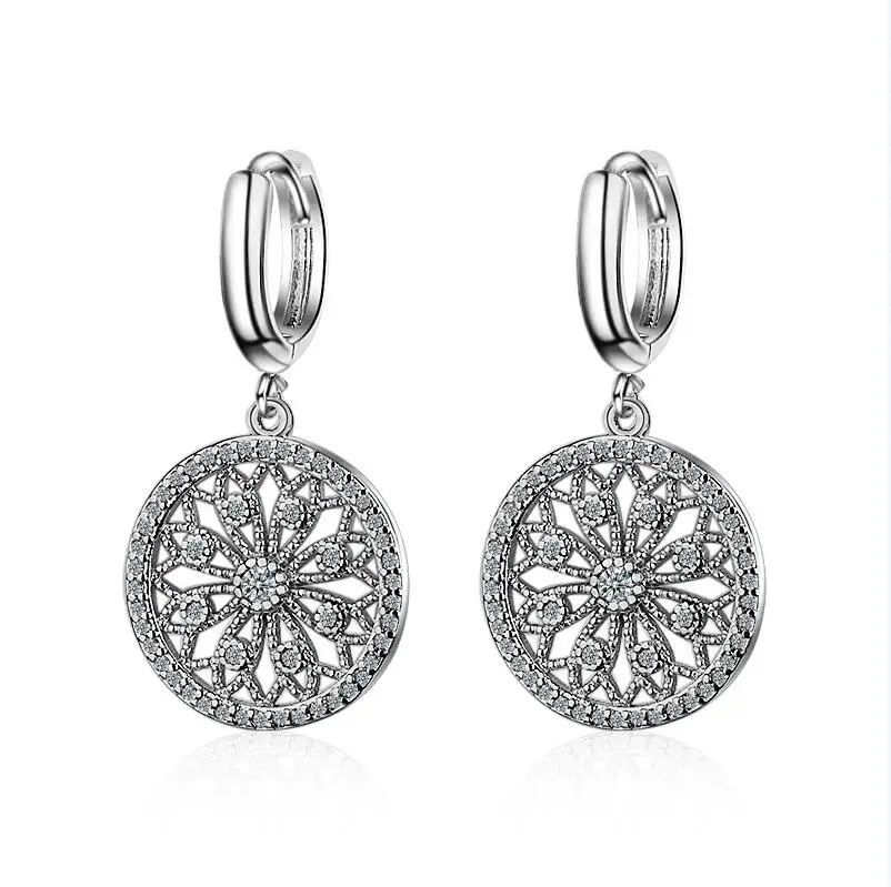 Luxury 3ct Moissanite 925 Sterling Silver Big Round Dreamcatcher Dangle Earring Jewelry Lab Dimaond Party Wedding Gift for Women