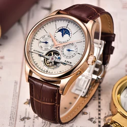 LIGE 2024 New Retro Men Watch Top brand Luxury Tourbillon Watch Men Fashion Waterproof Men Mechanical Wristwatches Montre Homme