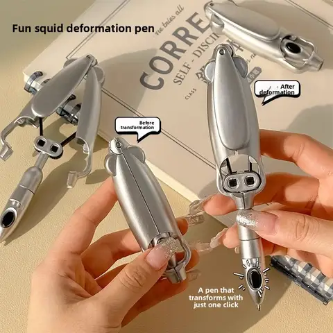 Cool Squid Deformable Fidget Pen Press Type Gel Ballpoint Pen Decompression Fun Stationery for Students Office School Gift