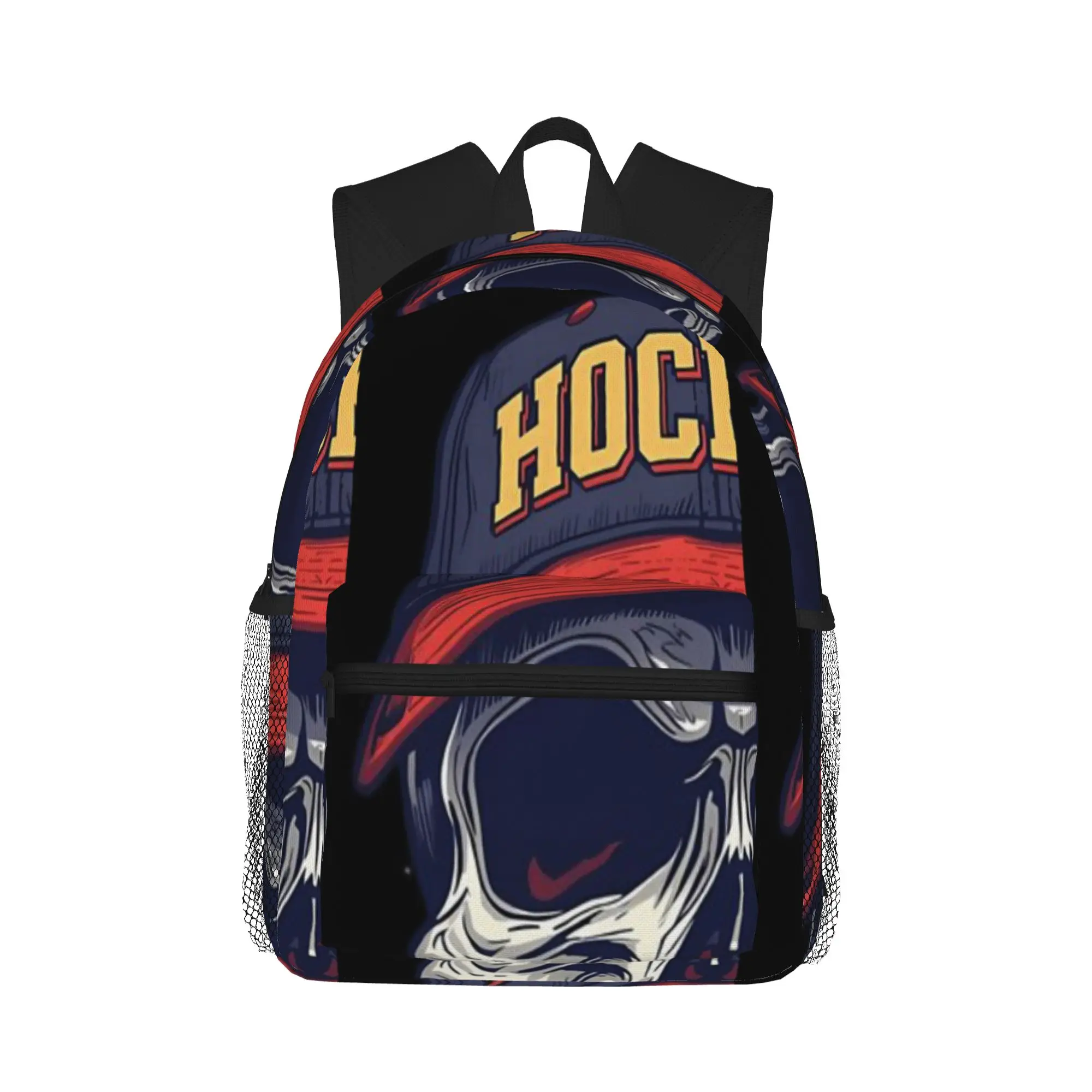 Skull With Hockey Hat Sticker Winter Sports Magnet  Casual Backpack for Students and Adults Travel backpack
