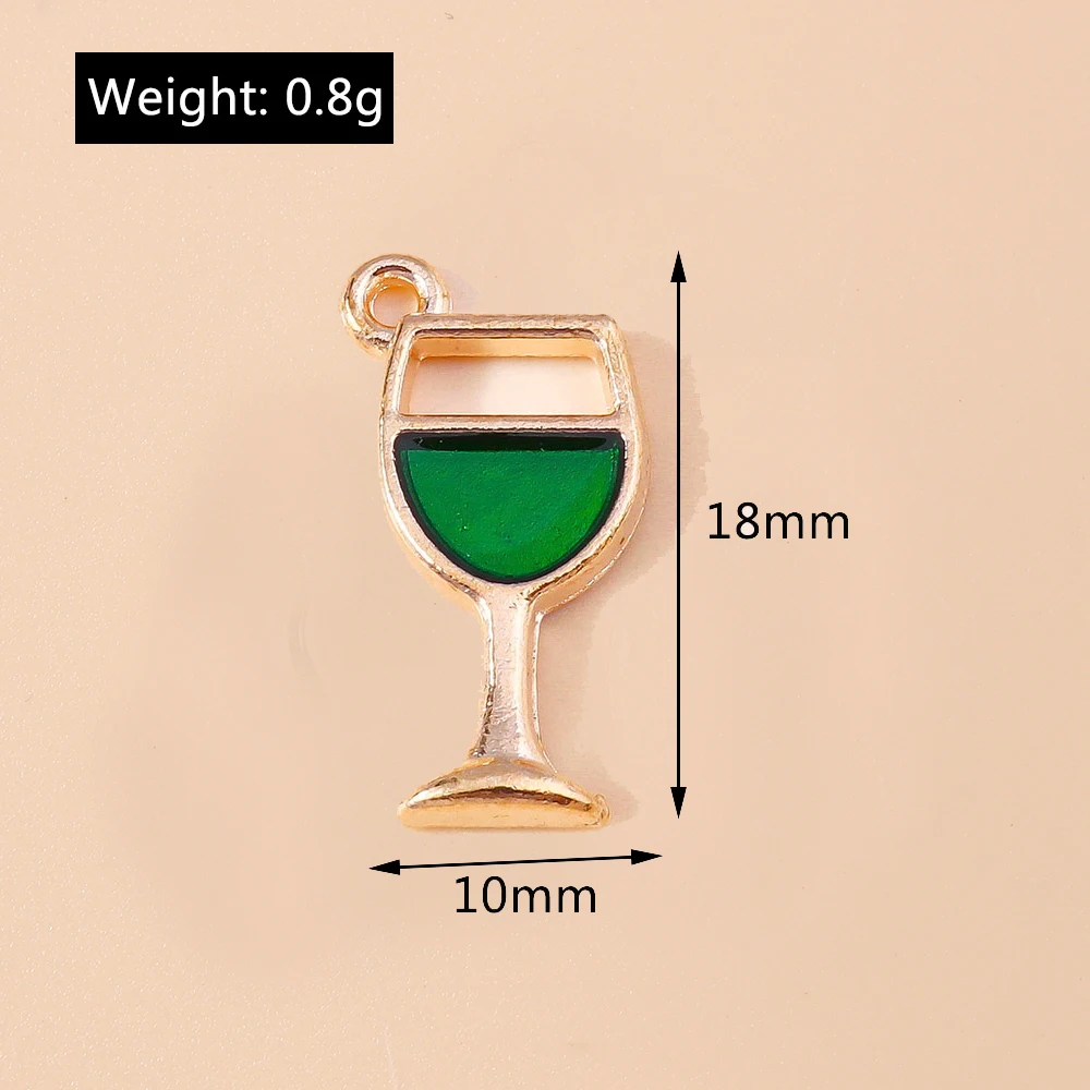 Leslie 10 Stück/Set Emaille Bier-Wein-Glas Kaffee-Anhänger für Halsketten, Ohrringe, Niedliche Charms, Schmuckherstellungszubehör – Detail 4