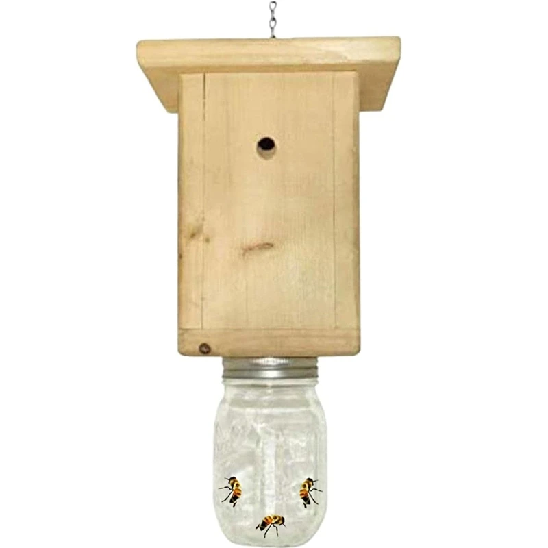 

Wasp Traps Outdoor,Easy To Use Natural Log House Style Carpenter Bee Trap - Bee Catcher Hornet Trap For Garden Easy To Use