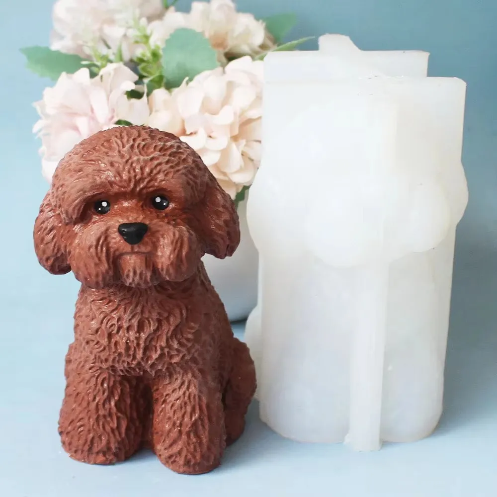 Cute Teddy Dog Animal Pinching Candle Mould Gypsum Pendant Handmade Glue Drip Puppy Silicone Mold Handicrafts Home Furnishings view 5