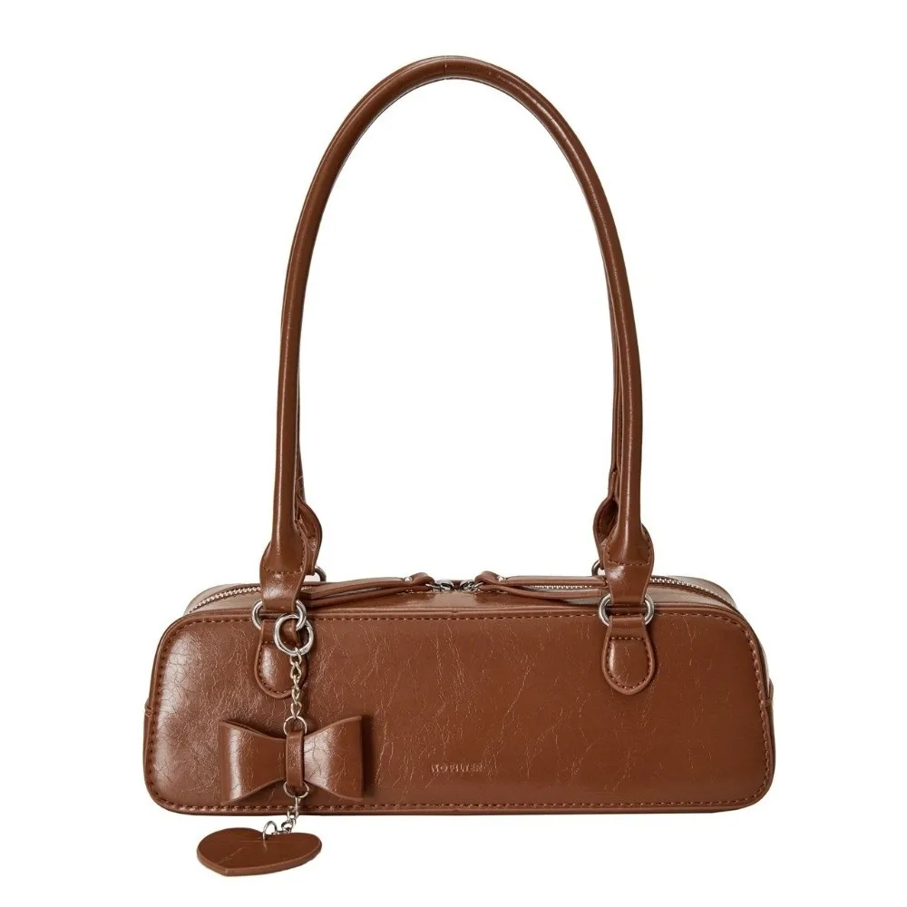 

Elegant French Stick Handbag Love Heart Pendant Simple Sweet Armpit Bag Texture Solid Color Underarm Shoulder Bag Shopping