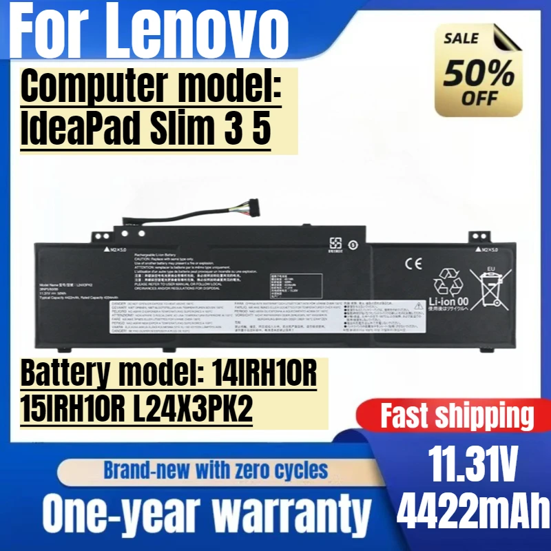 

For Lenovo IdeaPad Slim 3 5 14IRH10R 15IRH10R L24X3PK2 Laptop Battery High Capacity Battery Replacement Bateria