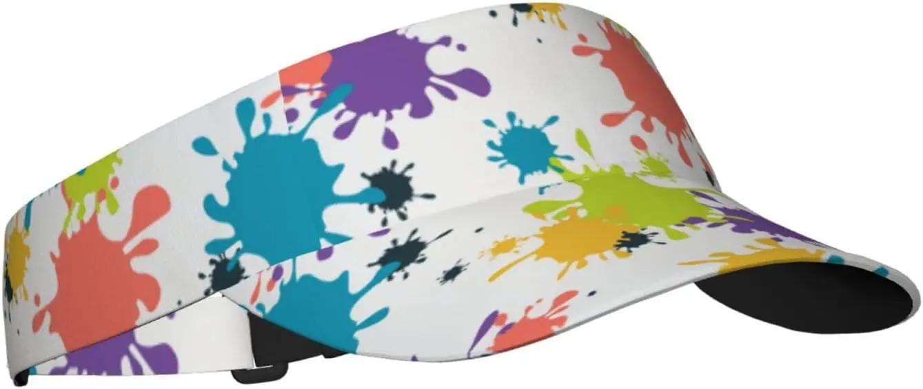 Funny Paint Drop Splatter Colorful Pattern Sunscreen Visor Hats for Women & Men, Sport Empty Top Baseball Sun Cap, Tennis