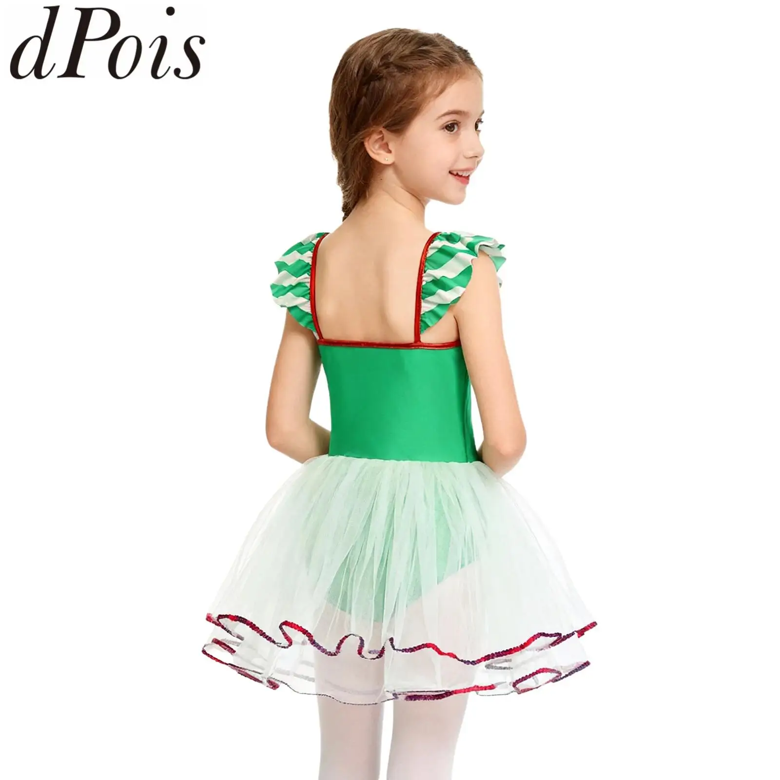 

Детские костюмы феи для выпускного вечера балерины, танцевальная одежда с цветочным узором для девочек, гимнастическое балетное трико-пачка, рождественское полосатое платье ярких тростей