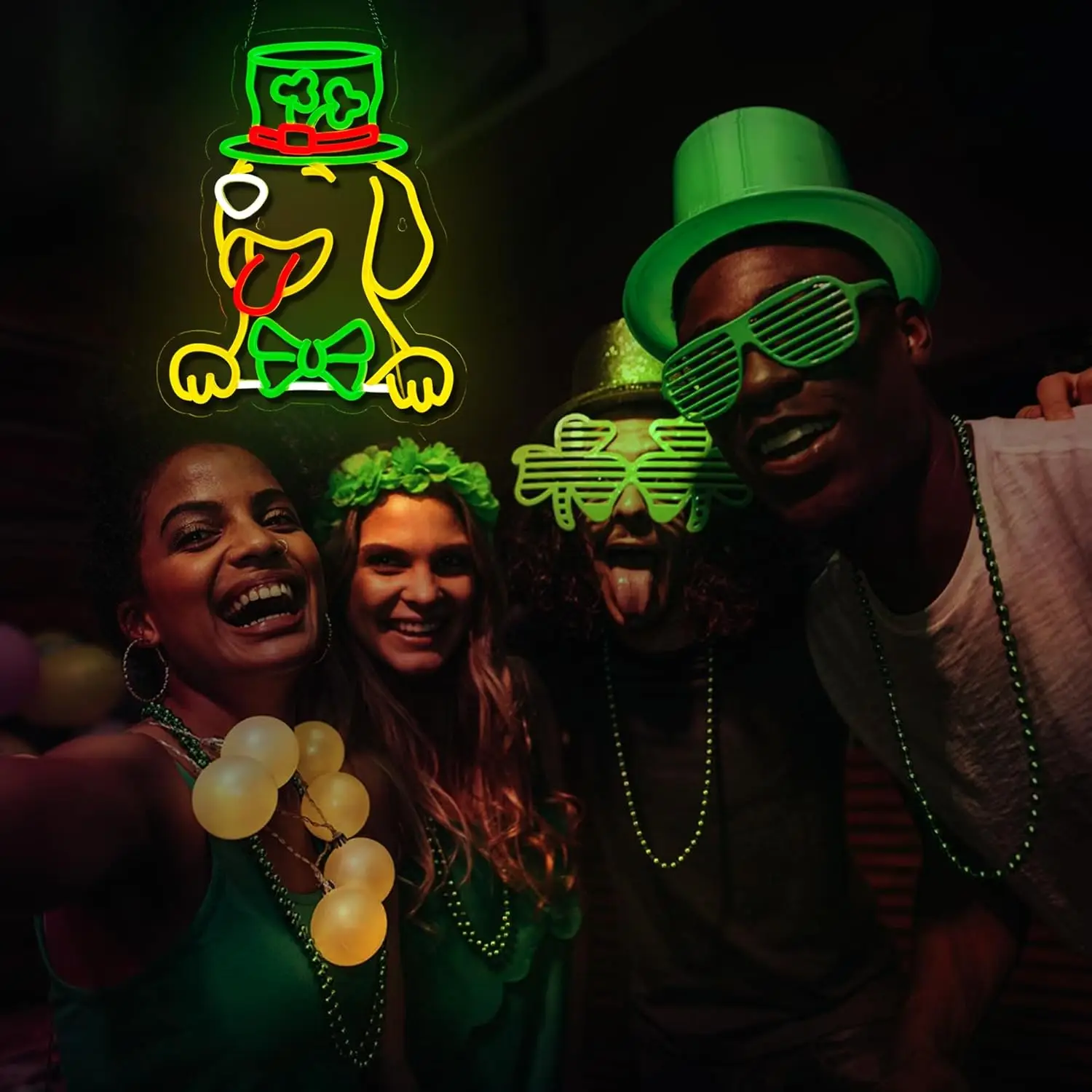 قبعة عيد القديس باتريك النيون الذهبي المسترد LED ضوء النيون لغرفة النوم الرجال الكهف لعبة غرفة عيد ميلاد ديكور حفلة هدية