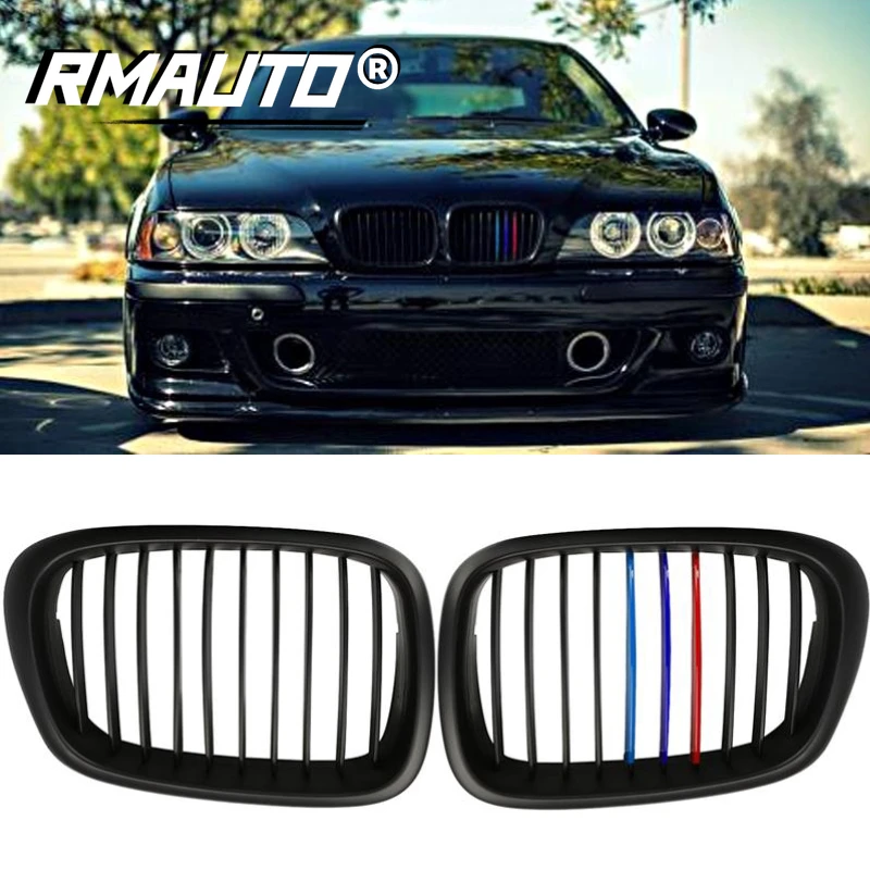 

1 Pair M Sport Style Car Front Bumper Kidney Grille Racing Grill Matte Black For BMW E39 5 Series 1997-2003 Car Body Styling Kit